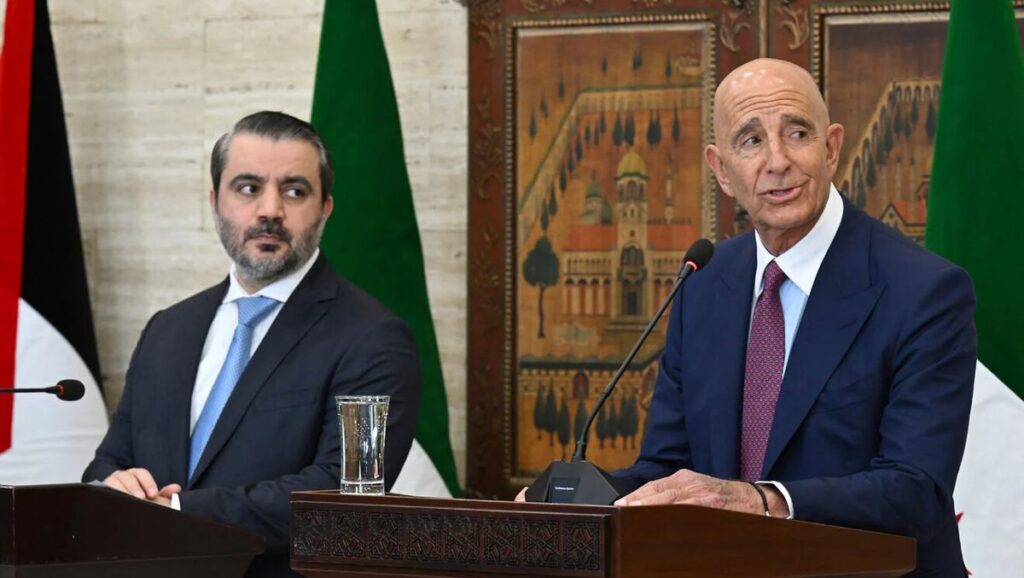 US-Sondergesandter Tom Barrack mit Syriens Außenminister Asaad al-Shaibani