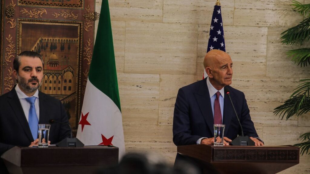 US-Sondergesandter Tom Barrack mit Syriens Außenminister Asaad al-Shaibani