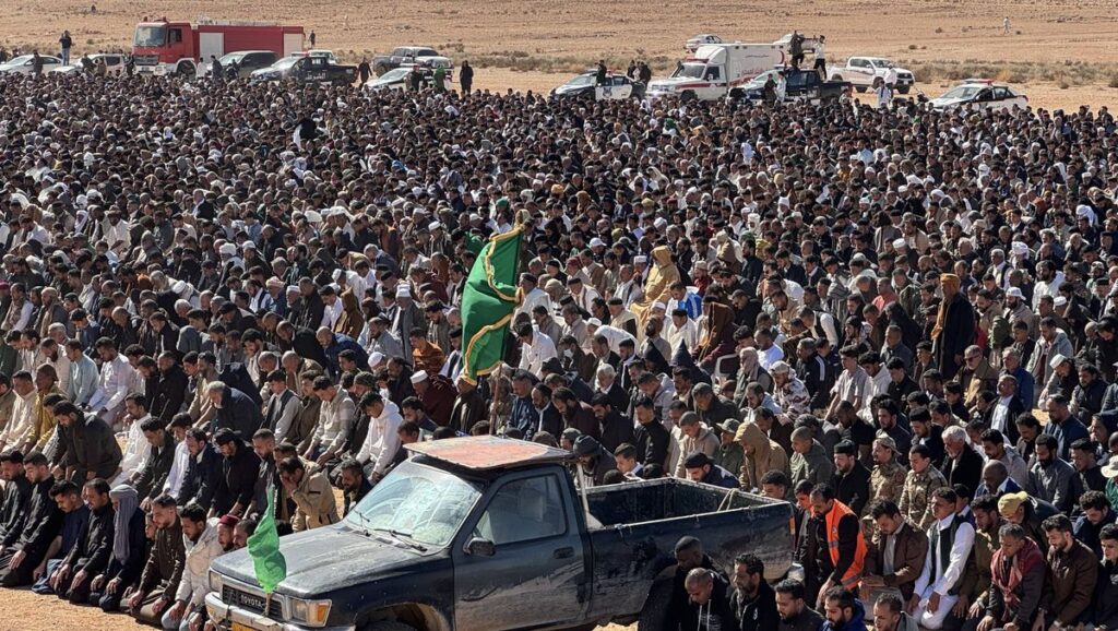 Das Begräbnis von Saif al-Islam Gaddafi in Bani Walid in Libyen