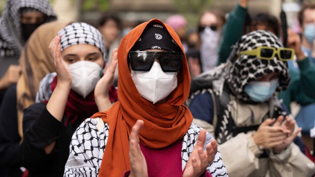 Pro-palästinensische Demonstration in Montreal am Jahrestag des Hamas-Massakers vom 7. Oktobers 2023
