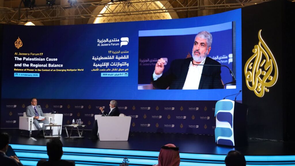 Hamas-Führer Khaled Mashal auf dem Al-Jazeera-Forum im katarischen Doha
