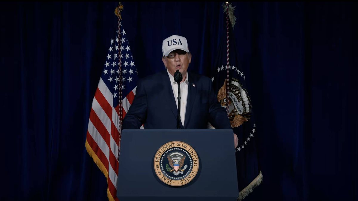 Donald Trump bei seiner Erklärung zum amerikanischen Angriff auf den Iran auf