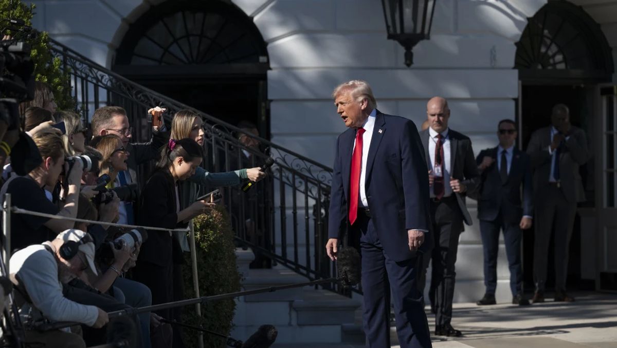 Hisbollah soll sich ruhig verhalten: US-Präsident Trump vor Reporten vor dem Weißen Haus