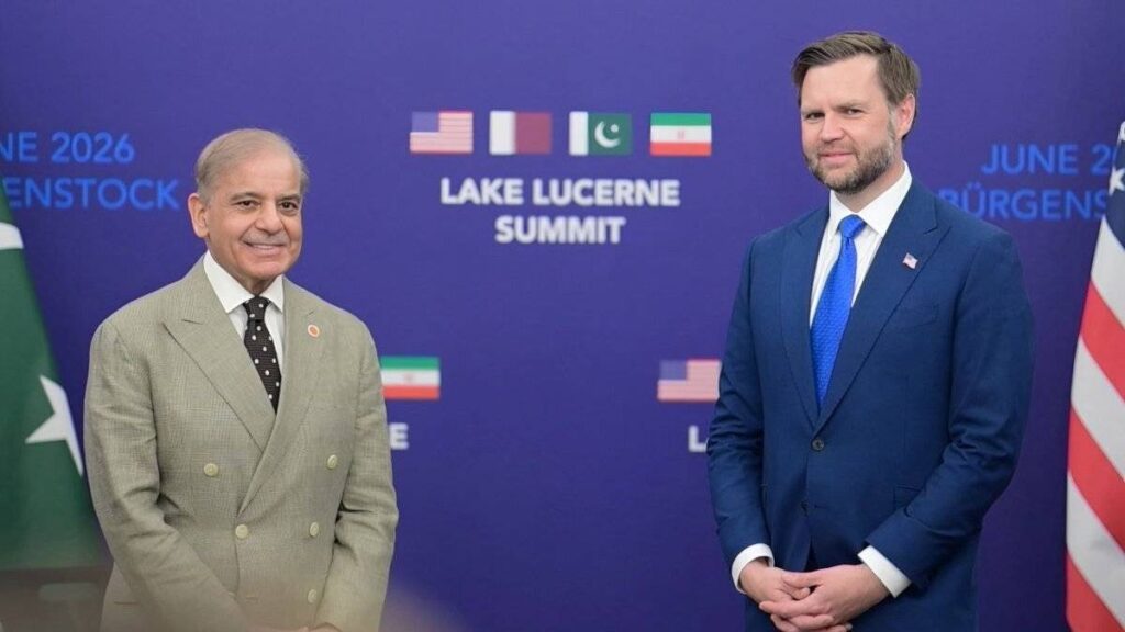 Pakistans Premier Sharif mit US-Vizepräsident Vance bei den Verhandlungen inzwischen Washington und Teheran