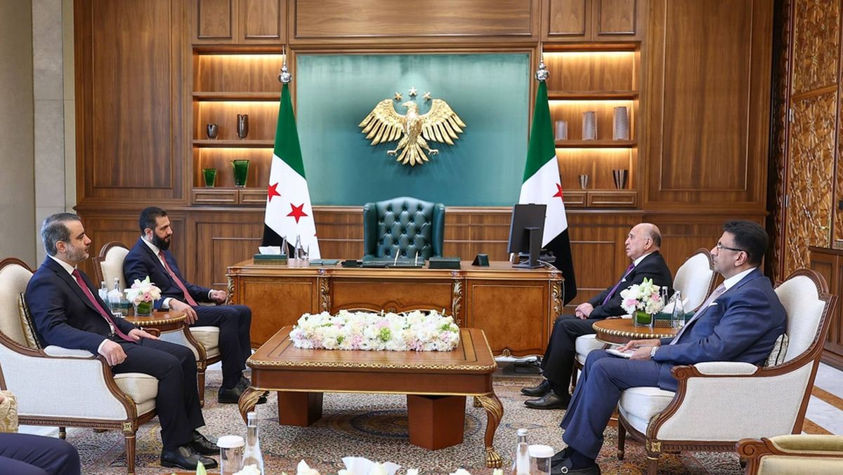 Der irakische Außenminister Minister Fuad Hussein zu Besuch bei Syriens Präsident Ahmad al-Sharaa