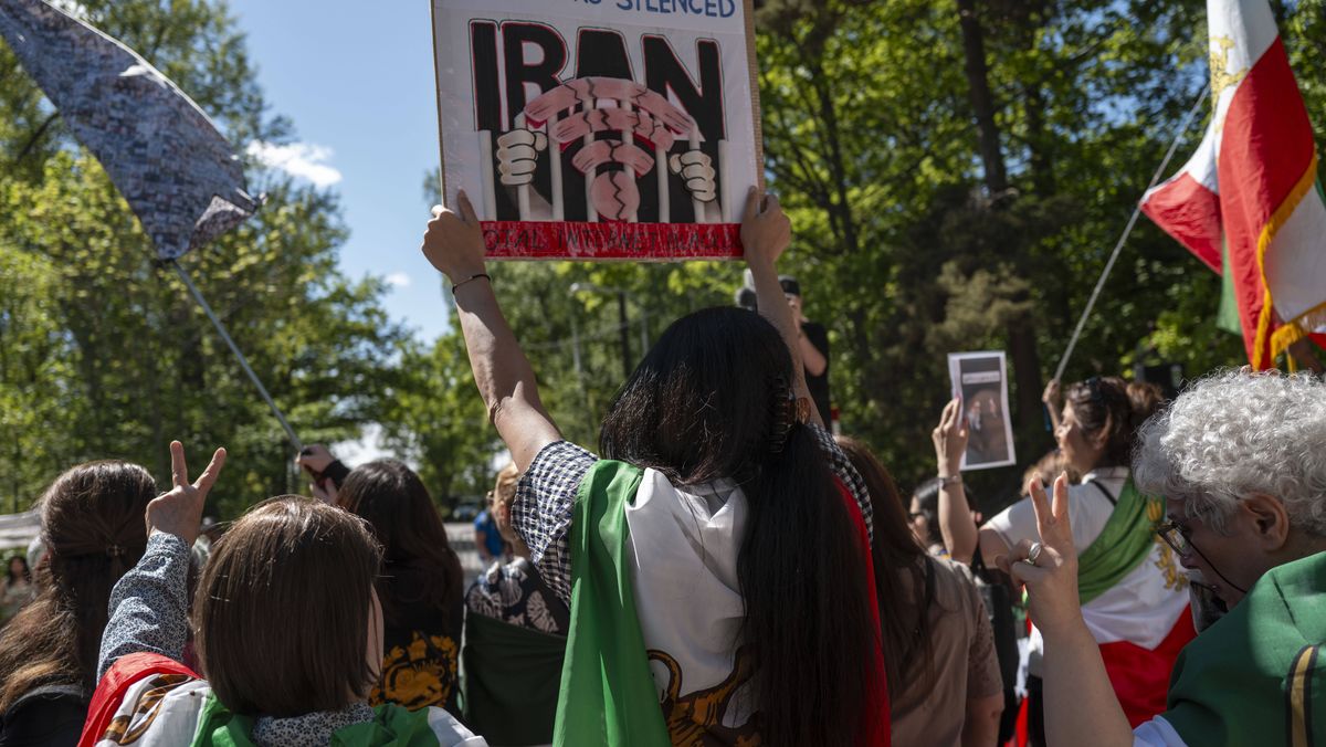 Demonstration gegen das iranische Regime in Stockholm