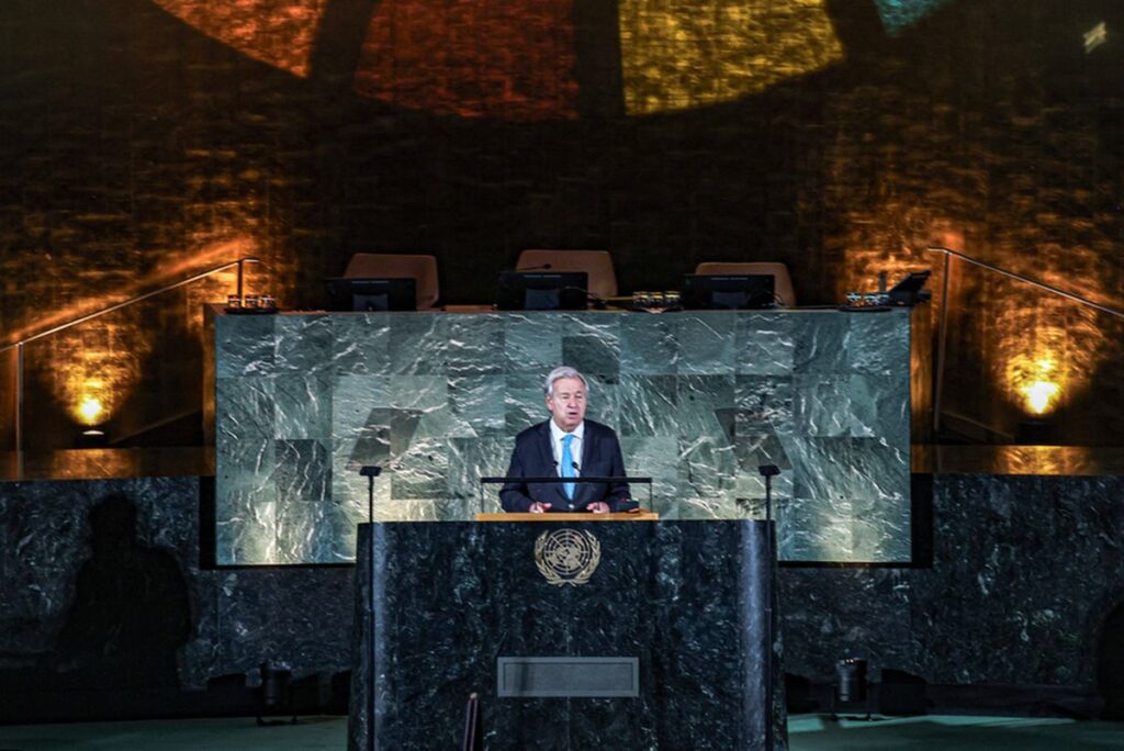 UNO-Generalsekretär Antonio Guterres in der Generalversammlung