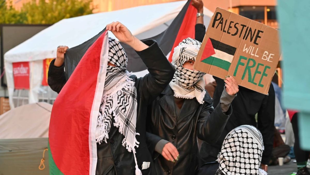 Antiisraelische Demonstration an der Erasmus-Universität im niederländischen Rotterdam