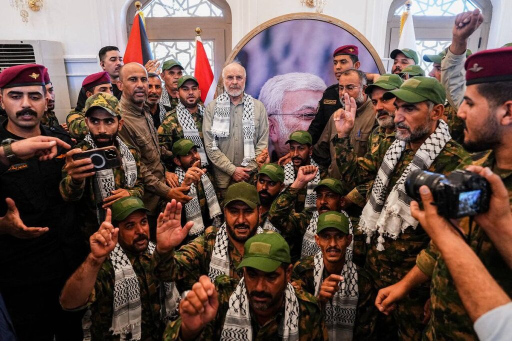 Der iranische Parlamentssprecher Mohammad Bagher Ghalibaf besucht schiitische Milizen im Irak